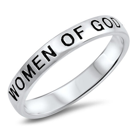 Christian Bible Verse Women's Silver Ring, "WOMAN OF GOD"