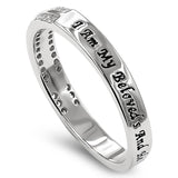 Stack CZ Princess Silver Ring, "I AM MY BELOVED'S AND HE IS MINE - SOS 6:3"-Wholesale