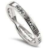 Double CZ Band Silver Ring, "HOPE - JEREMIAH 29:11"