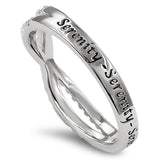 Double CZ Band Silver Ring, "SERENITY - SERENITY - SERENITY"