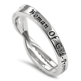 Double CZ Band Silver Ring, "WOMAN OF GOD - PROVERBS 31"-Wholesale