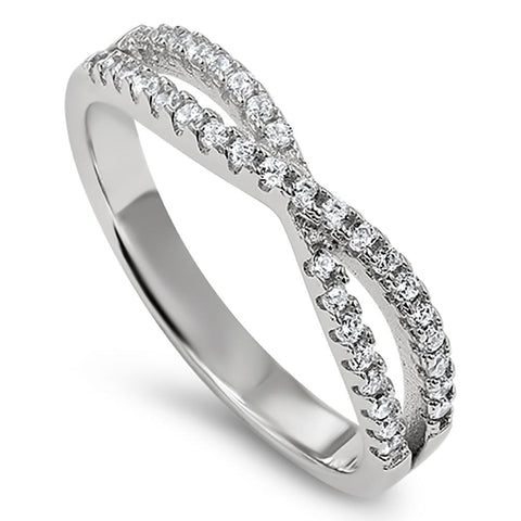 Double CZ Band Silver Ring, "HOPE - JEREMIAH 29:11"