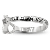 Butterfly Cross Silver Ring, "TRUST IN THE LORD WITH ALL THINE HEART - PROV. 3:5 "