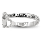 Butterfly Cross Silver Ring, "TRUST IN THE LORD WITH ALL THINE HEART - PROV. 3:5 "-Wholesale