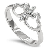 Butterfly Cross Silver Ring, "THE GREATEST OF THESE IS LOVE - 1 COR. 13:13"-Wholesale
