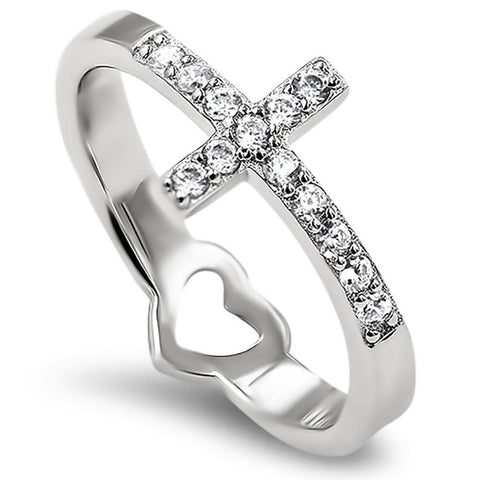 Sidway Hollow Heart Silver Ring, "SERENITY ROMANS 8:28"-Wholesale