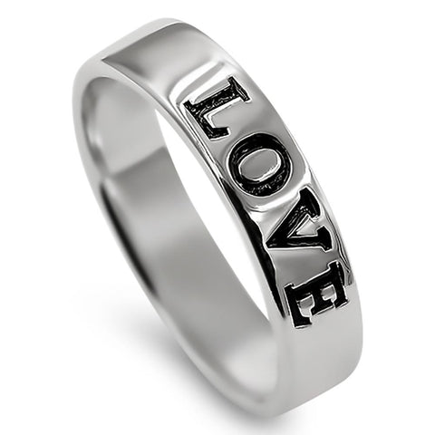 BAND Silver Ring, "LOVE NEVER FAILS "