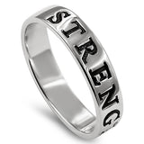BAND Silver Ring, "STRENGTH CHRIST MY STRENGTH"-Wholesale