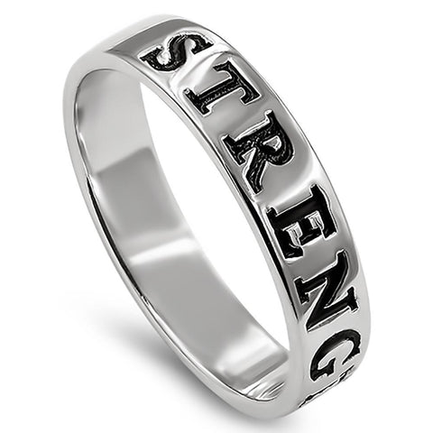 BAND Silver Ring, "STRENGTH CHRIST MY STRENGTH"-Wholesale