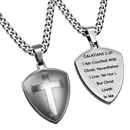 Silver R2 Shield Cross, "Crucified"