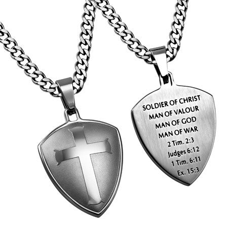 Silver R2 Shield Cross, "Man Of God"