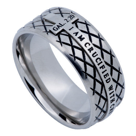 Silver Diamond Back Cross Ring, "Crucified"