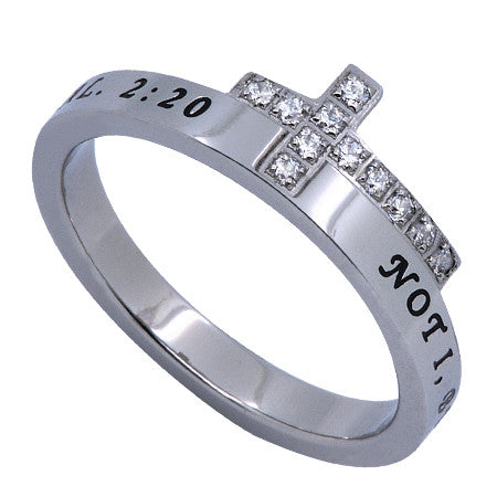 JTC Cross Band Ring, "Christ Liveth In Me"