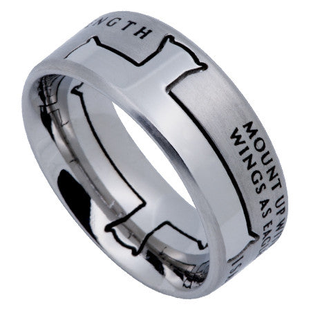 Silver Iron Cross Ring, "Strength"