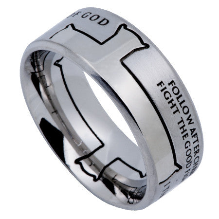Silver Iron Cross Ring, "Man Of God"
