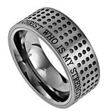 Silver Sport ring, "Christ My Strength"