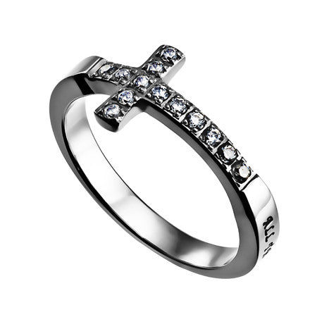 Sideway Cross Ring, "Christ My Strength"