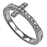 Sideway Cross Ring, "Saved By Grace"