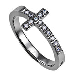 Sideway Cross Ring, "Walk By Faith"