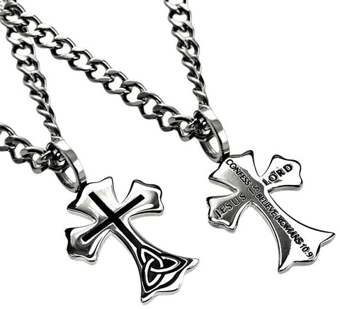 Trinity Cross Pendant, "Jesus Is Lord"