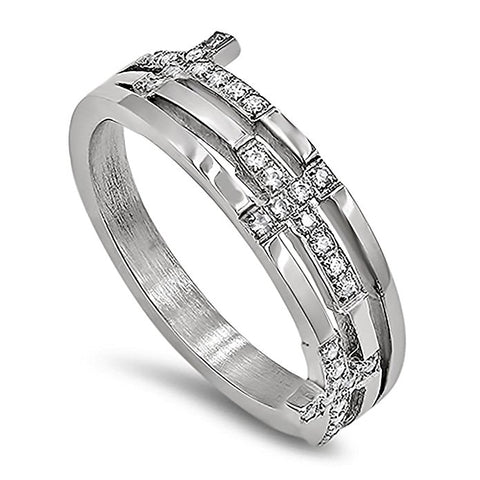Triple Cross Ring"FAITH HOPE LOVE"