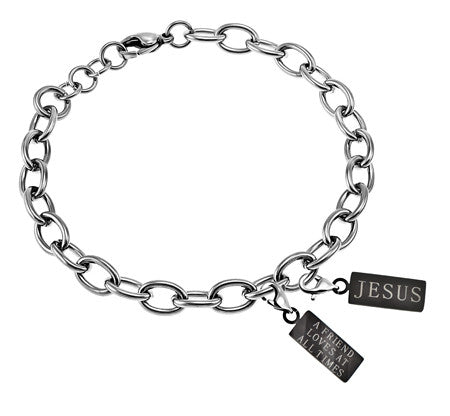 Scripture Charm Bracelet, Ebony Charms - "A Friend"