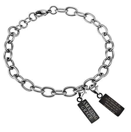 Scripture Charm Bracelet, Ebony Charms - "Amazing Grace"