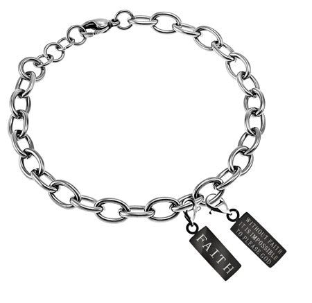 Scripture Charm Bracelet, Ebony Charms -"Faith"