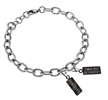 Scripture Charm Bracelet, Ebony Charms -"Forgiven"