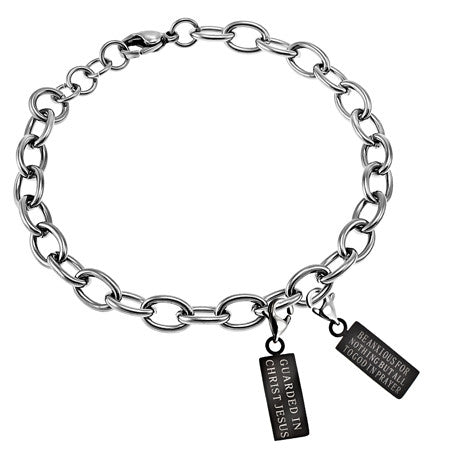 Scripture Charm Bracelet, Ebony Charms -"Guarded"