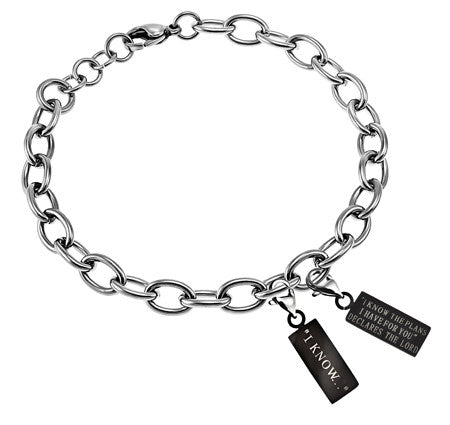 Scripture Charm Bracelet, Ebony Charms -"I Know"