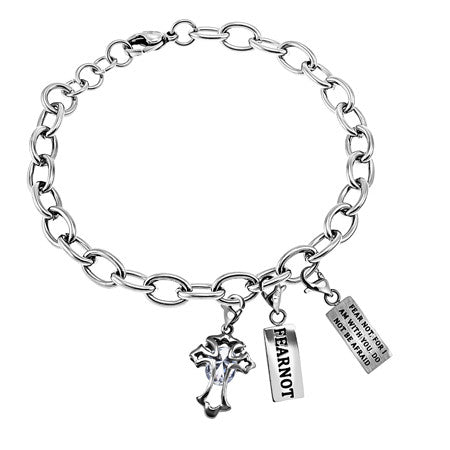Scripture Charm Bracelet, Ebony Charms -"Fear Not"