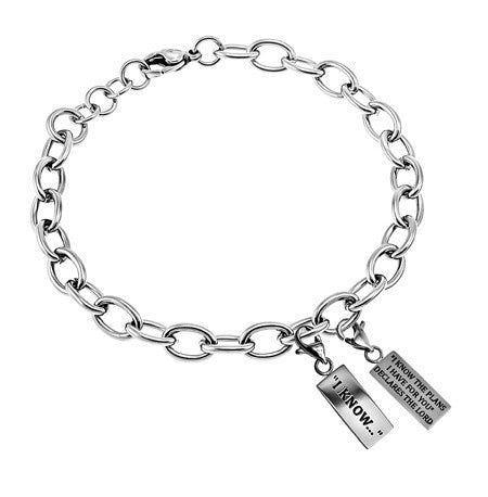 Scripture Charm Bracelet, Silver Charms - "I Know"