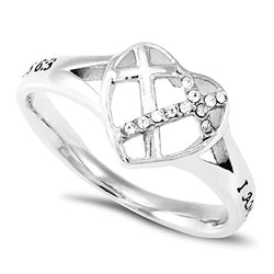 Patchwork Cross Heart Ring I AM MY BELOVED'S AND HE IS MINE - SOS 6:3