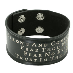 Leather Bracelet Black,"STRONG AND COURAGEOUS"