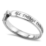 Tiny Tip Ring ALL THINGS THROUGH CHRIST MY STRENGTH - PHIL. 4:13