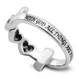 Triple Heart Ring WITH GOD ALL THINGS ARE POSSIBLE - MATT. 19:26