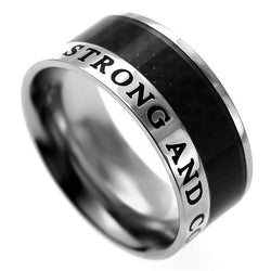 Carbon Fiber Black Ring, "Strong and Courageous"