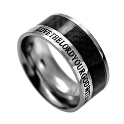 Carbon Fiber Black Ring, "Love God"
