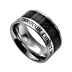Carbon Fiber Black Ring, "Christ My Strength"