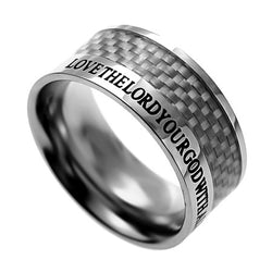 Carbon Fiber White Ring, "Love God"