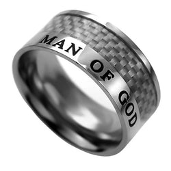 Carbon Fiber White Ring, "Man Of God"