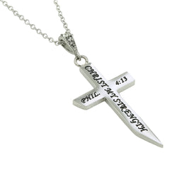 Angle Cross Necklace, "CHRIST MY STRENGTH"