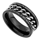 Black Chain Ring, " Crucified "  | Christian jewelry