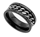 Black Chain Ring, "Man Of God" | Christian jewelry