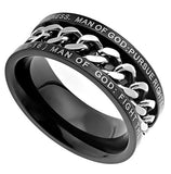 Black Chain Ring, "Man Of God" | Christian jewelry
