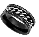 Black Chain Ring,"Strength"  | Isaiah 40:31 | Christian jewelry