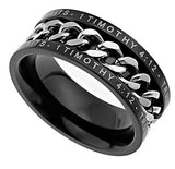 Black Chain Ring,"True Love Waits" | Timothy 4:12 | Christian jewelry