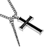 Black Cross and Nail, "Christ My Strength"  | Stainless Steel  | Christian Jewelry
