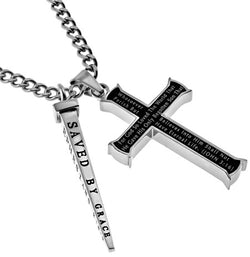 Black Cross and Nail, "For God So Loved The World"  | Stainless Steel  | Christian Jewelry